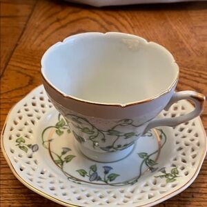 Elegant Floral Teacup and Saucer Set